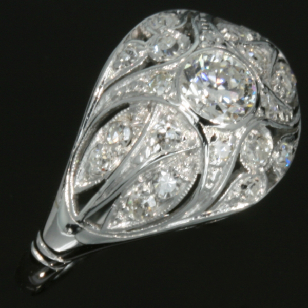 Diamonds covered low domed platinum estate ring early 20th century (image 9 of 16)